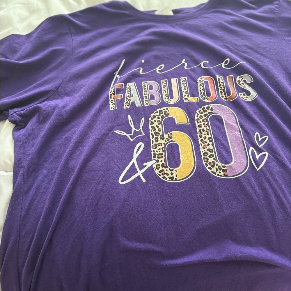 Fabulous 60 Black Short Sleeve Tee with Leopard Print